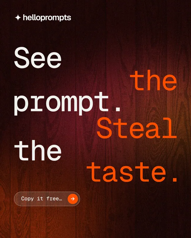 Instagram portrait post for HelloPrompts: "See the prompt. Steal the taste." Agentic glass style, stacked layout, dark palette in black, red.