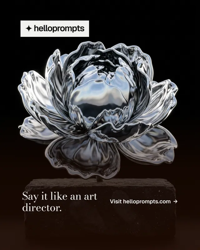 Instagram portrait post for HelloPrompts: "Say it like an art director." Minimal luxury style, image led layout, dark palette in black, grey.
