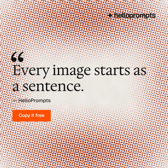 Instagram post for HelloPrompts: "Say it like an art director." Swiss style, quote layout, light palette in red, orange.