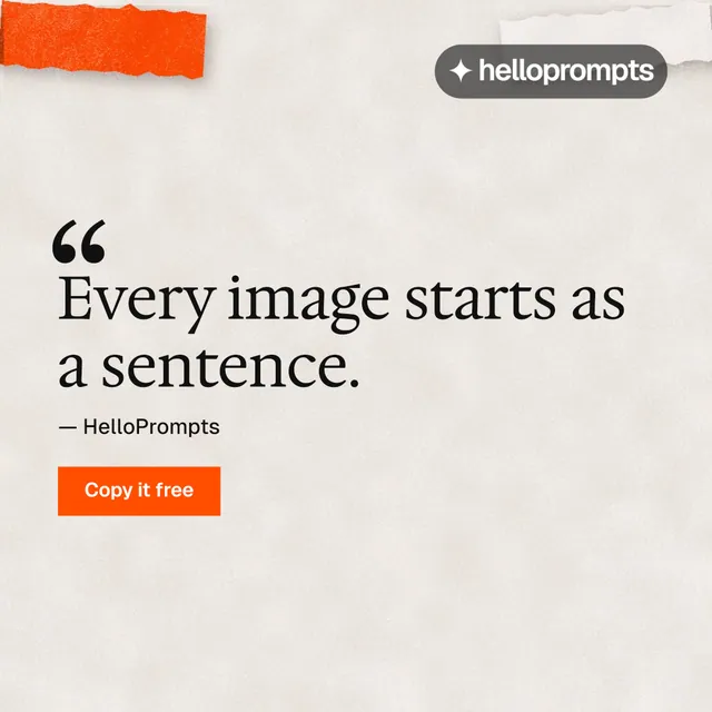 Instagram post for HelloPrompts: "The art of speaking to machines." Retro print style, quote layout, light palette in orange.