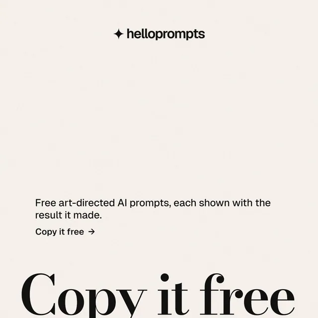 Instagram post for HelloPrompts: "See the prompt. Steal the taste." Minimal luxury style, oversized layout, light palette in white.