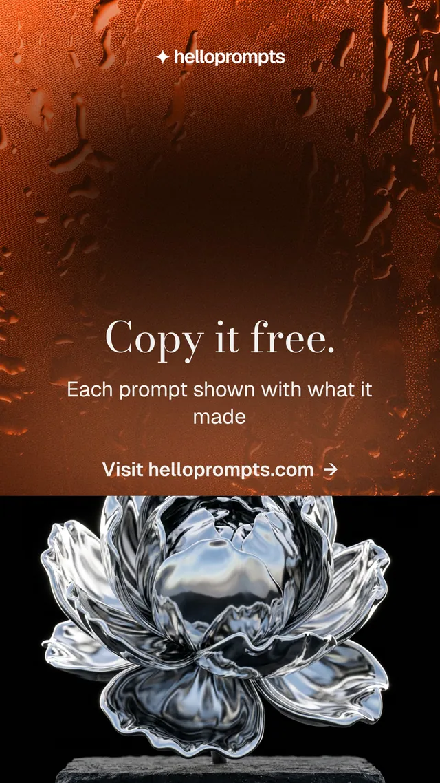 Instagram story for HelloPrompts: "Copy it free." Minimal luxury style, skeleton layout, dark palette in orange, black, grey.