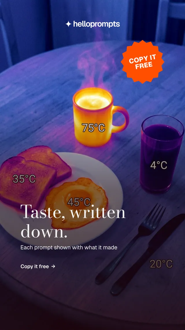 Instagram story for HelloPrompts: "Taste, written down." Minimal luxury style, sticker layout, dark palette in blue, pink, purple.
