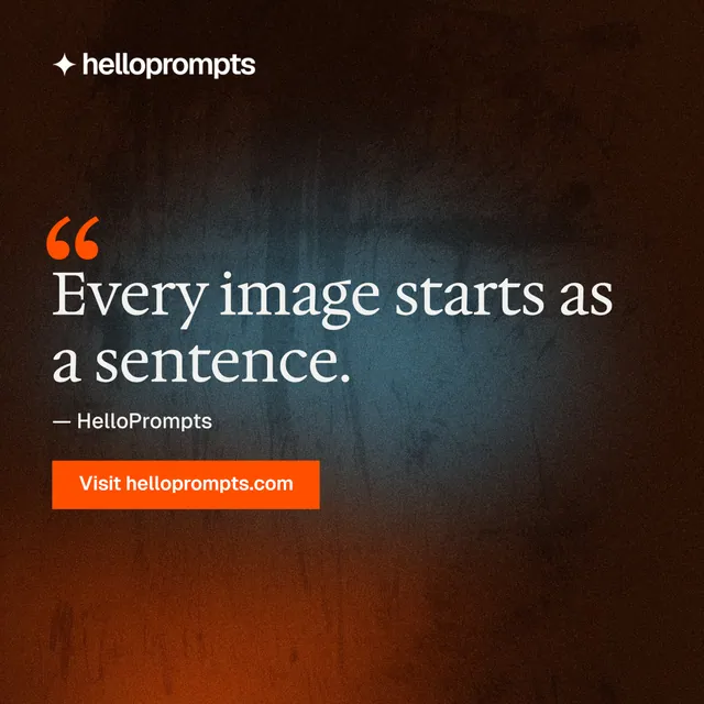Instagram post for HelloPrompts: "The art of speaking to machines." Swiss style, quote layout, dark palette in orange, black, grey.