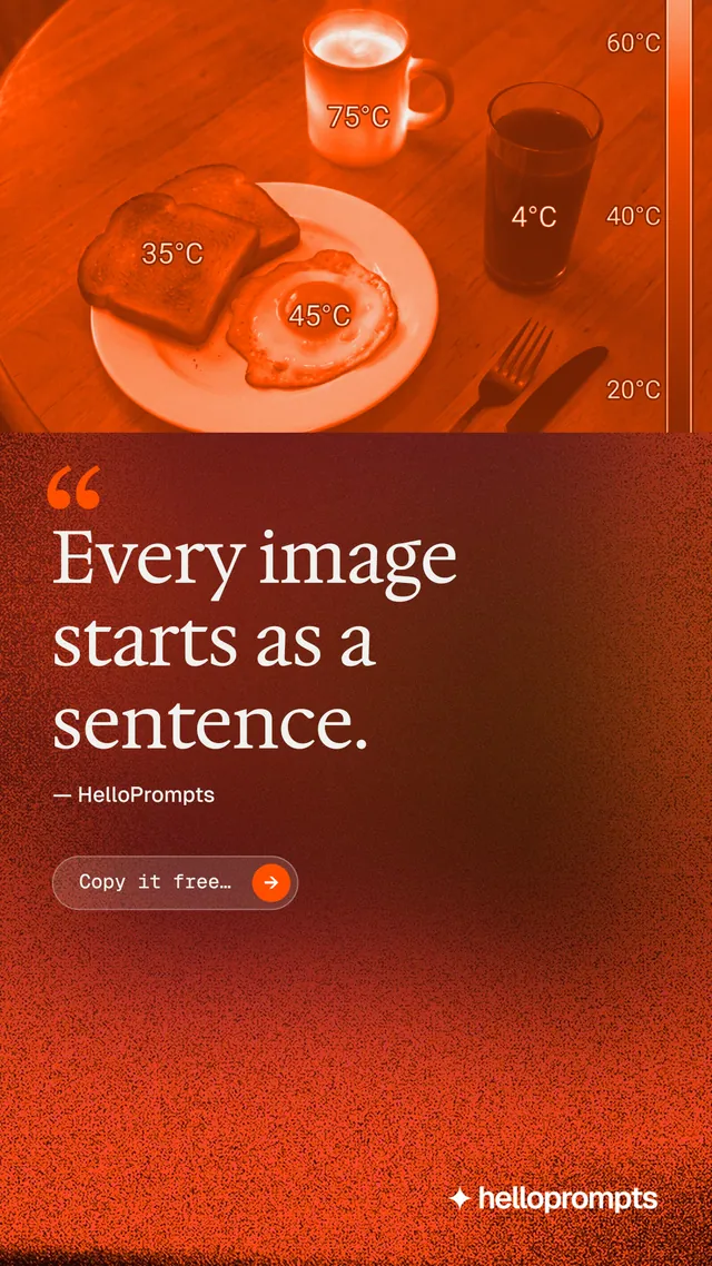 Instagram story for HelloPrompts: "Prompts that show their work." Agentic glass style, quote layout, dark palette in red, orange.