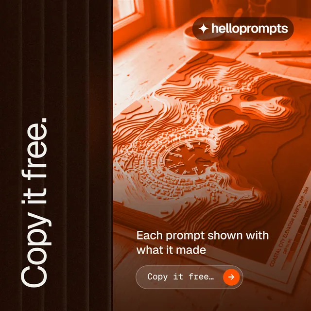 Instagram post for HelloPrompts: "Copy it free." Agentic glass style, vertical layout, dark palette in black, orange, brown.