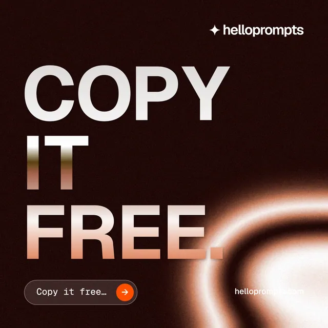 Instagram post for HelloPrompts: "Copy it free." Agentic glass style, poster layout, dark palette in black, orange, red.