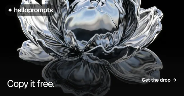 Social ad for HelloPrompts: "Copy it free." Split block style, image led layout, dark palette in grey, black.