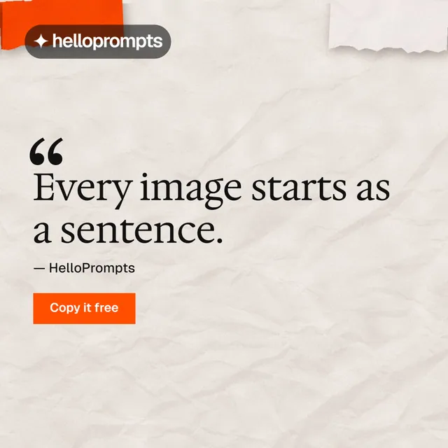 Instagram post for HelloPrompts: "Taste, written down." Swiss style, quote layout, light palette in orange.