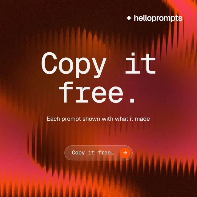Instagram post for HelloPrompts: "Copy it free." Agentic glass style, centred layout, dark palette in black, red.