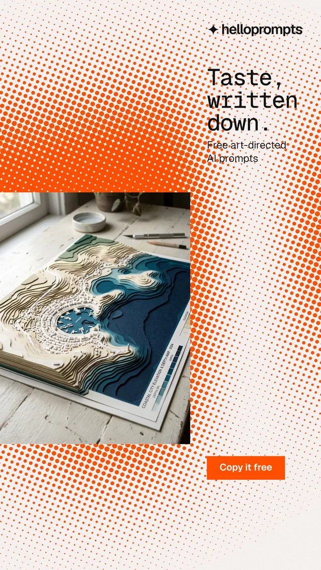 Instagram story for HelloPrompts: "Taste, written down." Swiss style, skeleton layout, light palette in orange, brown, white.