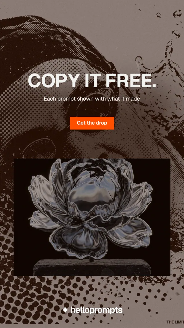 Instagram story for HelloPrompts: "Copy it free." Swiss style, centred layout, dark palette in orange, black, grey.