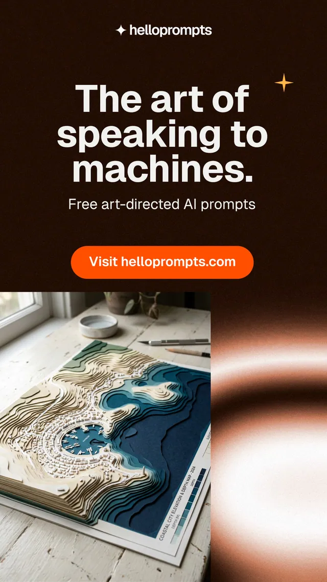 Instagram story for HelloPrompts: "The art of speaking to machines." Y2K style, skeleton layout, dark palette in black, white, grey.