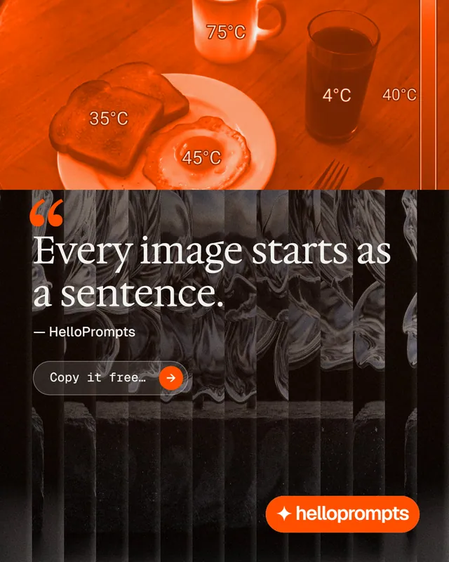 Instagram portrait post for HelloPrompts: "Prompts that show their work." Agentic glass style, quote layout, dark palette in orange, black, brown.
