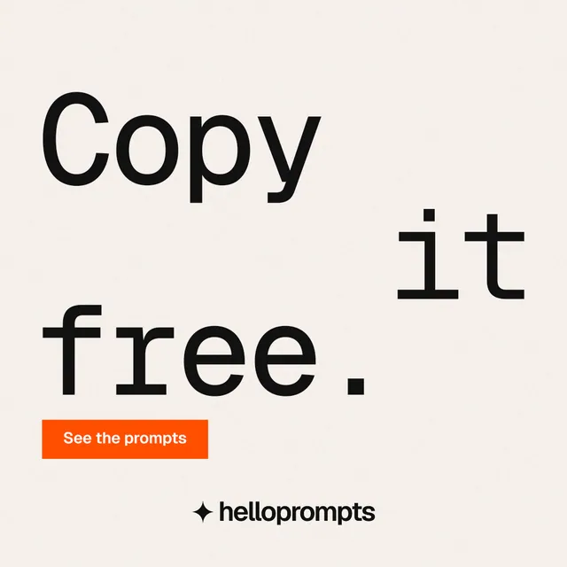 Instagram post for HelloPrompts: "Copy it free." Swiss style, stacked layout, light palette in white, grey.