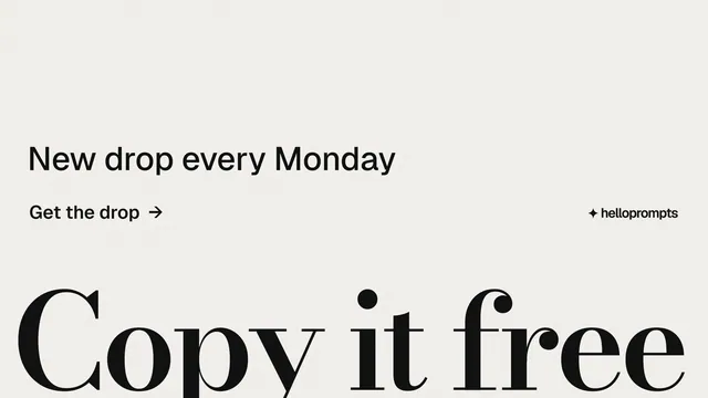 Landscape graphic for HelloPrompts: "The art of speaking to machines." Minimal luxury style, oversized layout, light palette in white, grey.