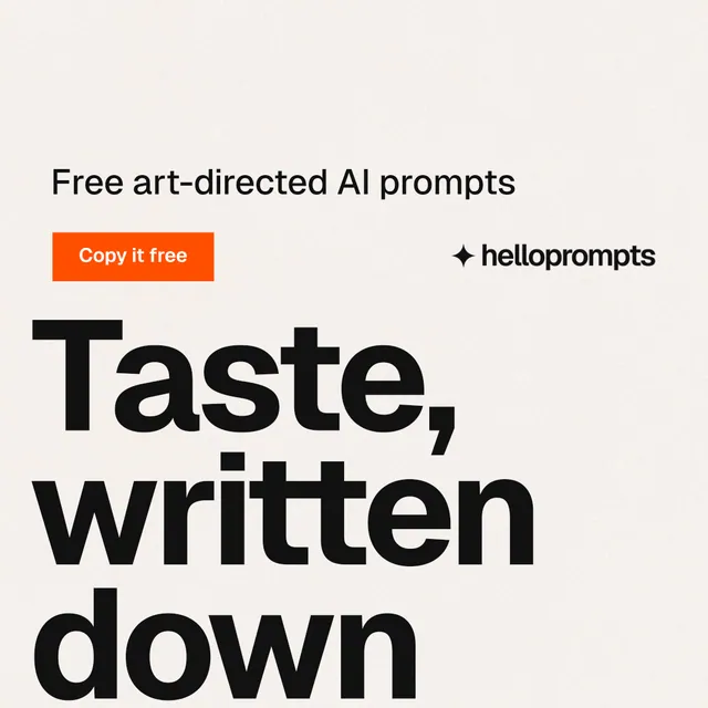 Instagram post for HelloPrompts: "The sentence behind the image." Swiss style, oversized layout, light palette in white, grey.