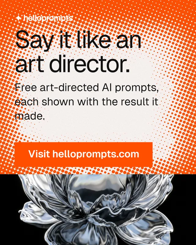 Instagram portrait post for HelloPrompts: "Say it like an art director." Split block style, skeleton layout, light palette in white, orange, grey.