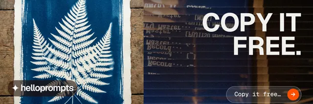 X header for HelloPrompts: "Copy it free." Agentic glass style, right layout, dark palette in blue, grey, black.