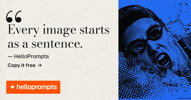 Social ad for HelloPrompts: "Taste, written down." Minimal luxury style, quote layout, light palette in yellow, blue, orange.