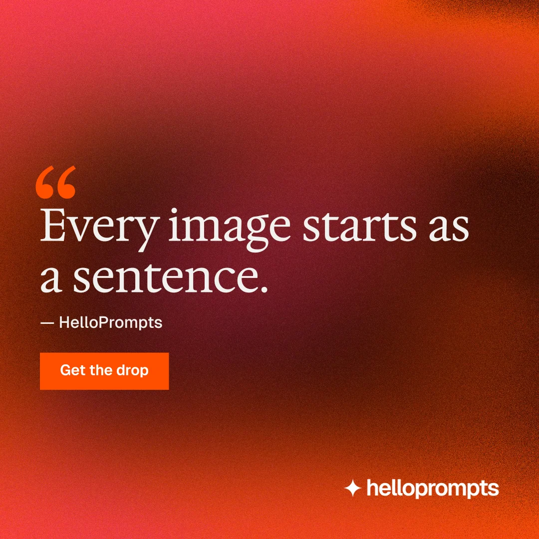 Instagram post for HelloPrompts: "Say it like an art director." Swiss style, quote layout, dark palette in red.