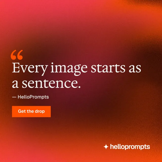 Instagram post for HelloPrompts: "Say it like an art director." Swiss style, quote layout, dark palette in red.