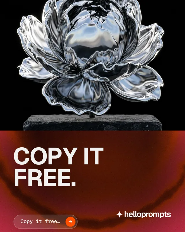 Instagram portrait post for HelloPrompts: "Copy it free." Agentic glass style, bottom layout, dark palette in red, black, grey.