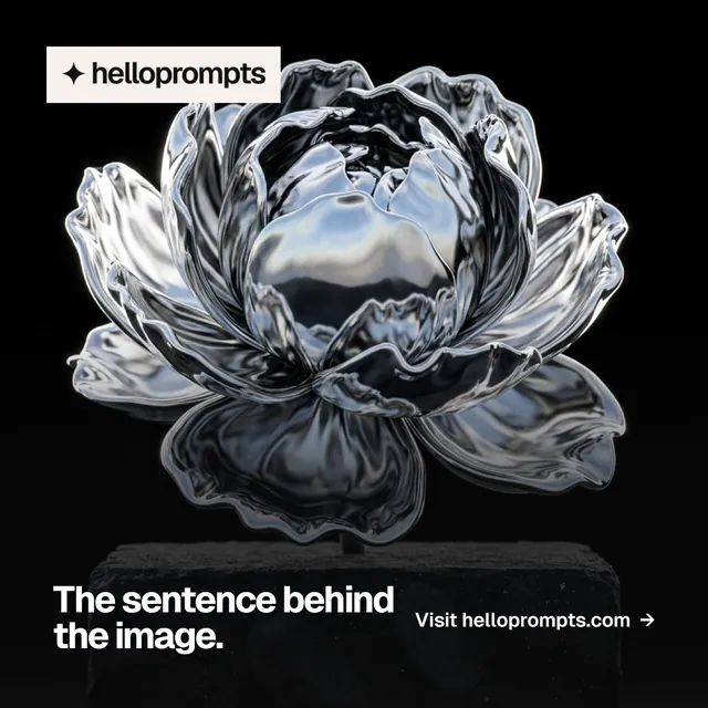 Instagram post for HelloPrompts: "The sentence behind the image." Swiss style, image led layout, dark palette in black, grey.