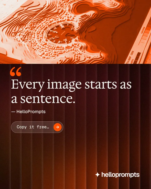 Instagram portrait post for HelloPrompts: "Taste, written down." Agentic glass style, quote layout, dark palette in orange, red, black.