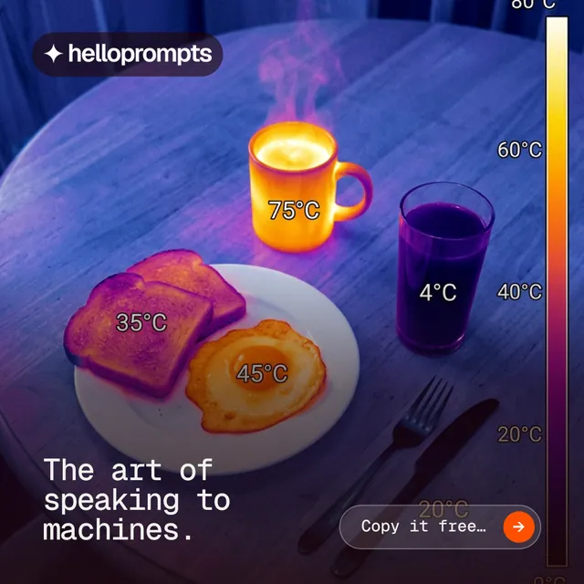 Instagram post for HelloPrompts: "The art of speaking to machines." Agentic glass style, image led layout, dark palette in blue, purple, grey.
