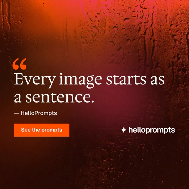 Instagram post for HelloPrompts: "Prompts that show their work." Swiss style, quote layout, dark palette in black, red.