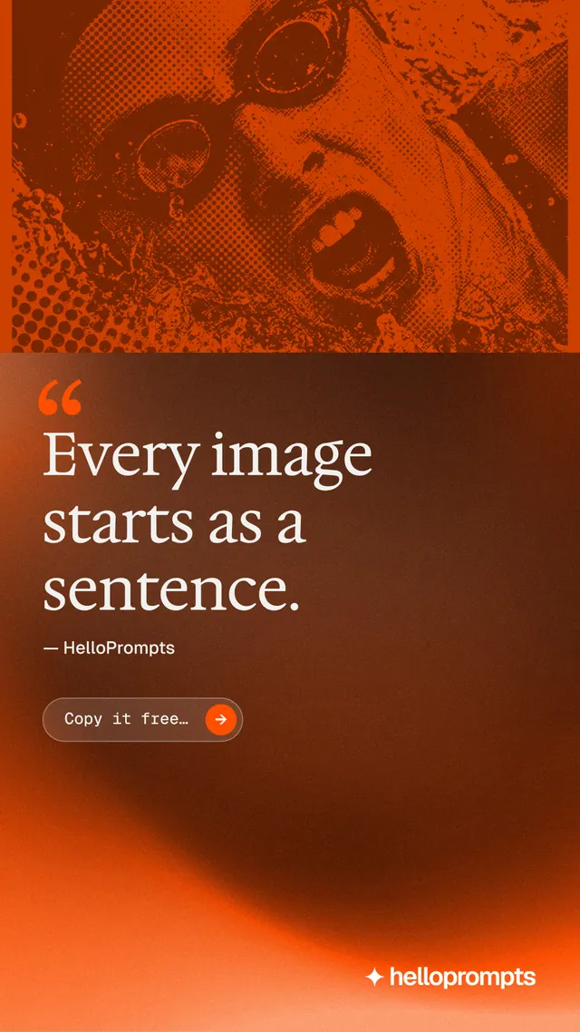 Instagram story for HelloPrompts: "See the prompt. Steal the taste." Agentic glass style, quote layout, dark palette in orange.