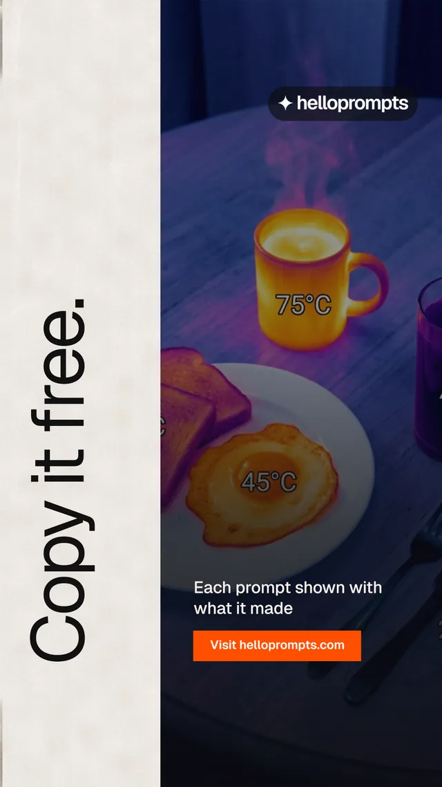 Instagram story for HelloPrompts: "Copy it free." Swiss style, vertical layout, dark palette in purple, black, orange.