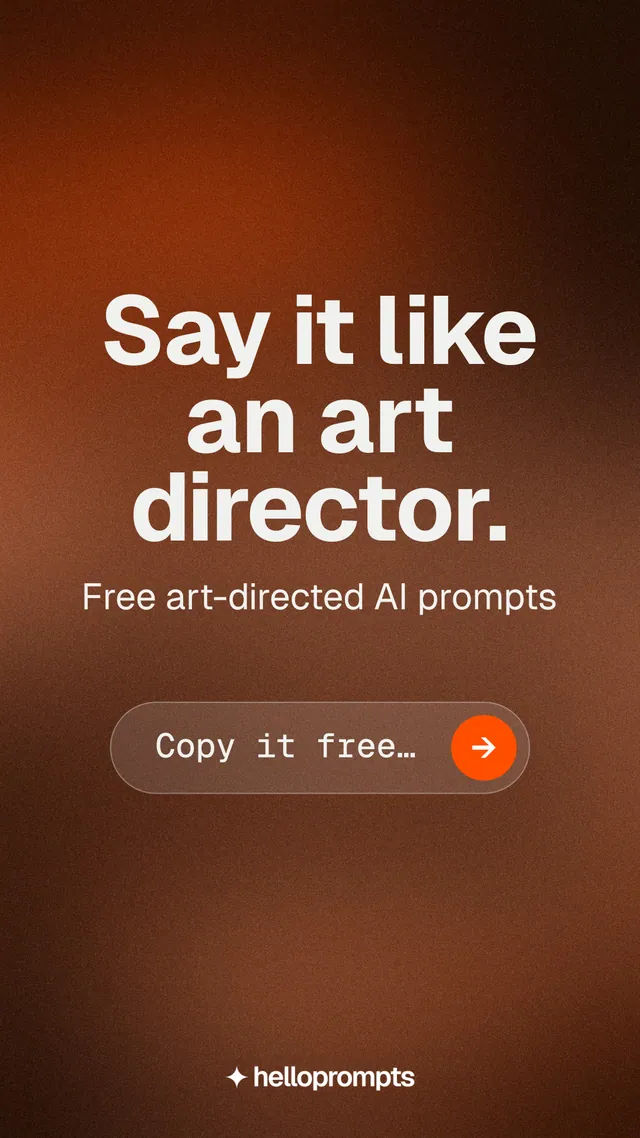 Instagram story for HelloPrompts: "Say it like an art director." Agentic glass style, skeleton layout, dark palette in orange.