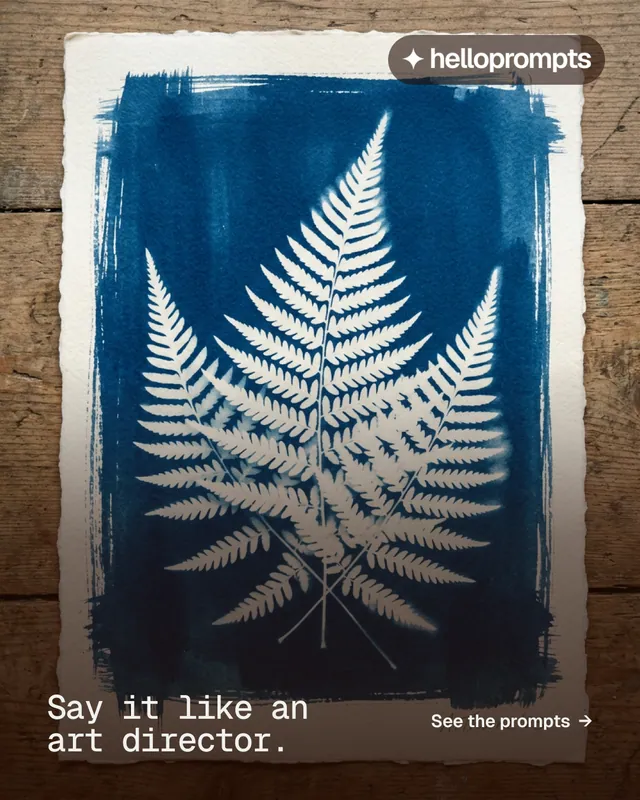 Instagram portrait post for HelloPrompts: "Say it like an art director." Swiss style, image led layout, dark palette in black, blue, grey.