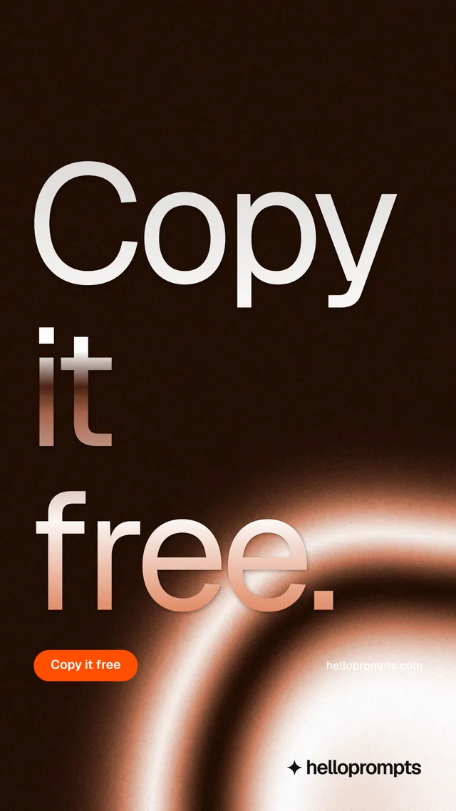 Instagram story for HelloPrompts: "Copy it free." Y2K style, poster layout, dark palette in black, orange.