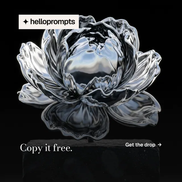 Instagram post for HelloPrompts: "Copy it free." Minimal luxury style, image led layout, dark palette in black, grey.