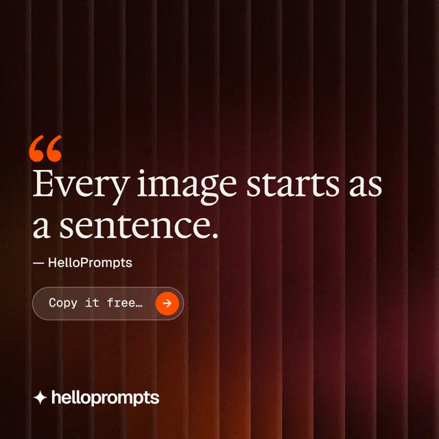 Instagram post for HelloPrompts: "Say it like an art director." Agentic glass style, quote layout, dark palette in black, red.