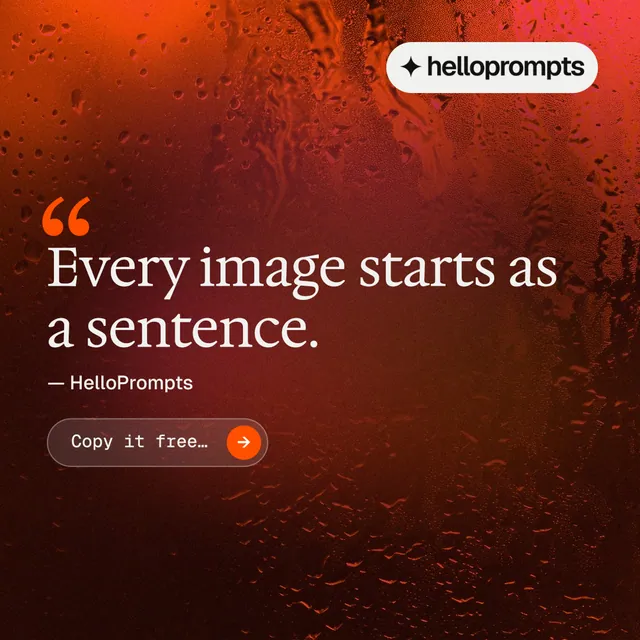 Instagram post for HelloPrompts: "Copy it free." Agentic glass style, quote layout, dark palette in black, red.