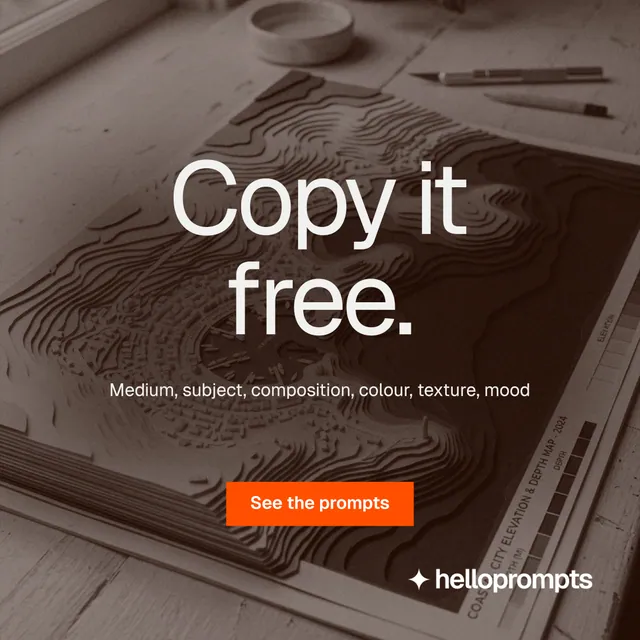 Instagram post for HelloPrompts: "Copy it free." Swiss style, centred layout, dark palette in orange, grey.