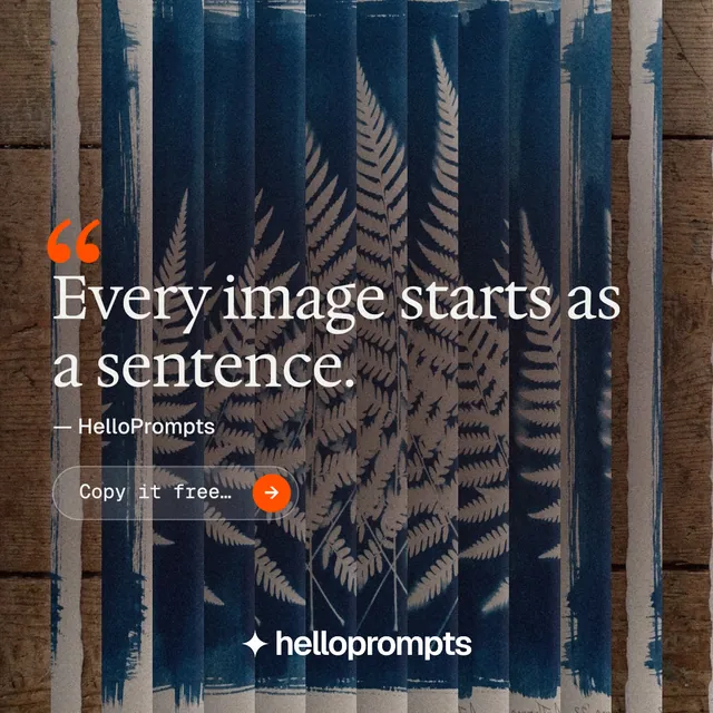 Instagram post for HelloPrompts: "Copy it free." Agentic glass style, quote layout, dark palette in blue, grey, black.