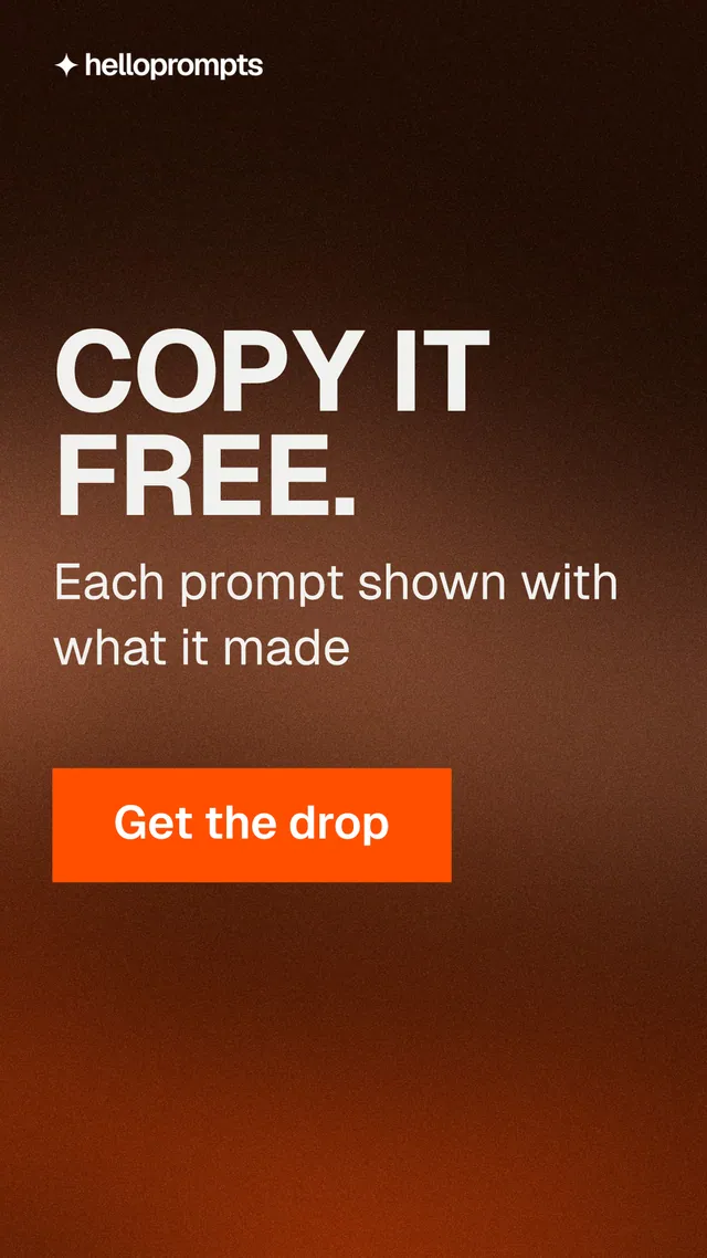 Instagram story for HelloPrompts: "Copy it free." Swiss style, skeleton layout, dark palette in black, orange.