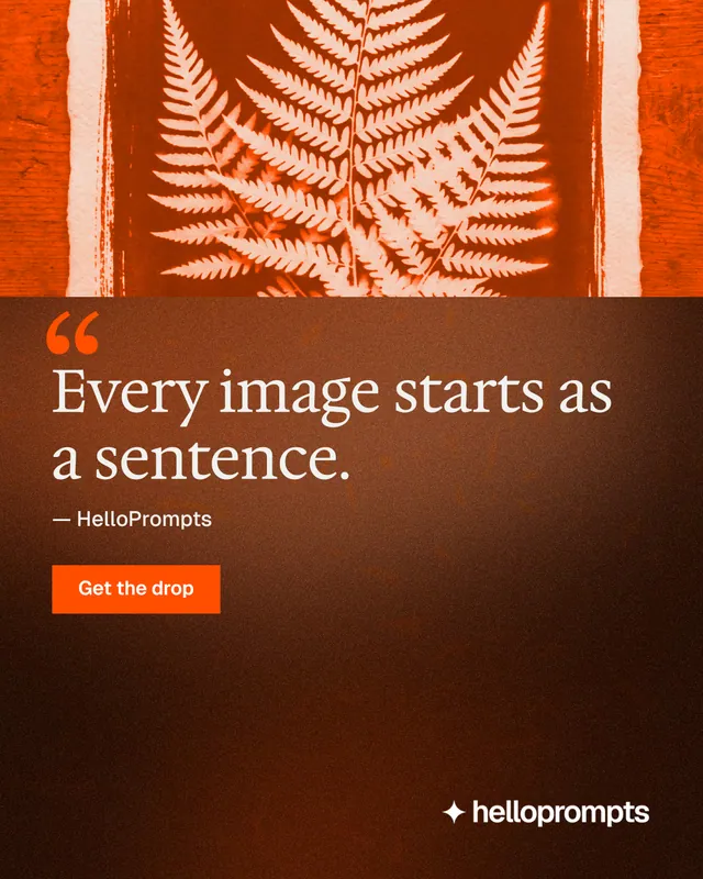 Instagram portrait post for HelloPrompts: "The art of speaking to machines." Swiss style, quote layout, dark palette in orange, black.