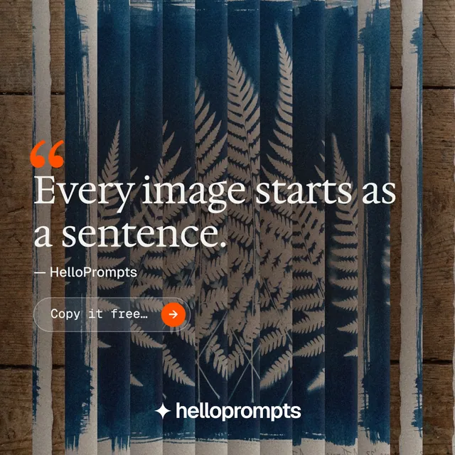Instagram post for HelloPrompts: "Prompts that show their work." Agentic glass style, quote layout, dark palette in blue, grey, black.