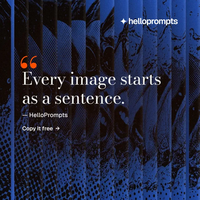 Instagram post for HelloPrompts: "Prompts that show their work." Minimal luxury style, quote layout, dark palette in blue, black.