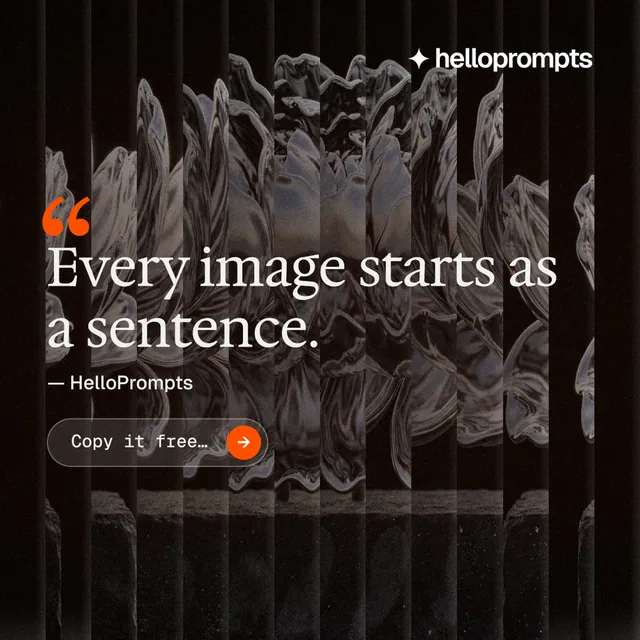 Instagram post for HelloPrompts: "Prompts that show their work." Agentic glass style, quote layout, dark palette in black, grey.