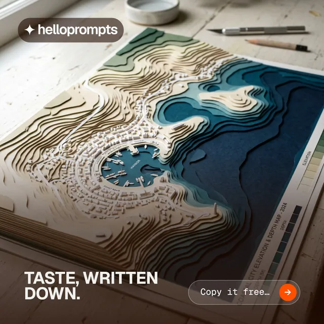 Instagram post for HelloPrompts: "Taste, written down." Agentic glass style, image led layout, light palette in blue, orange, grey.