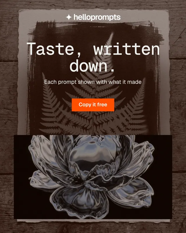 Instagram portrait post for HelloPrompts: "Taste, written down." Swiss style, centred layout, dark palette in orange, black, grey.