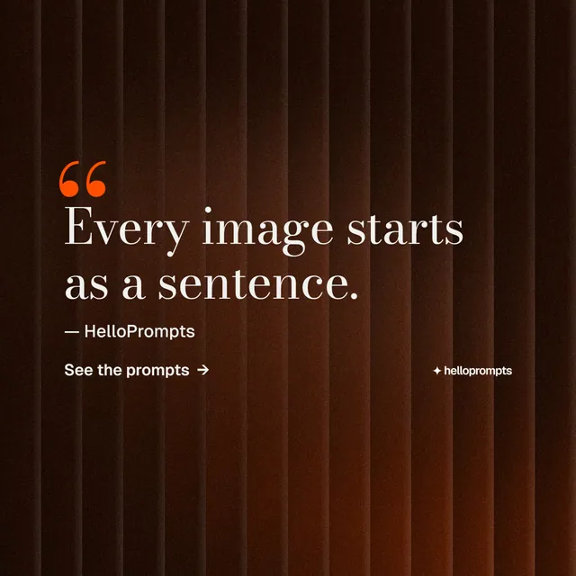 Instagram post for HelloPrompts: "Say it like an art director." Minimal luxury style, quote layout, dark palette in black, orange.