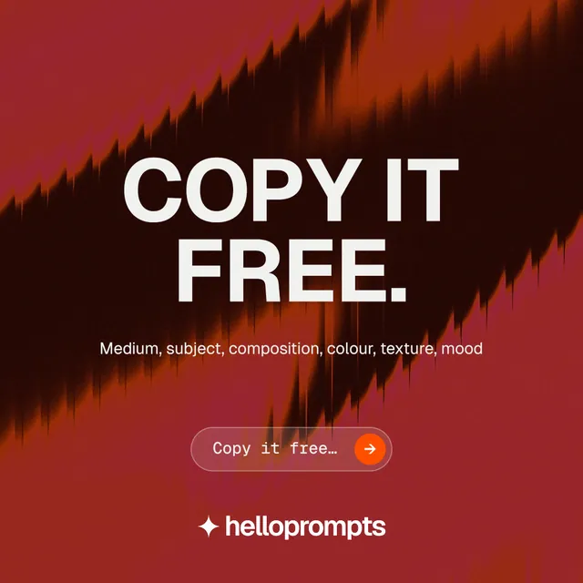 Instagram post for HelloPrompts: "Copy it free." Agentic glass style, centred layout, dark palette in red, black.